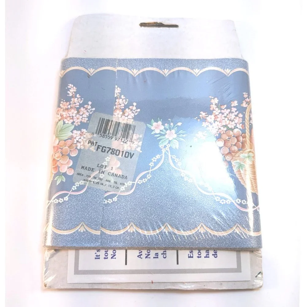 Vintage Fruit Basket Floral Pastel Wall Border 15 ft Innova Country Cottagecore